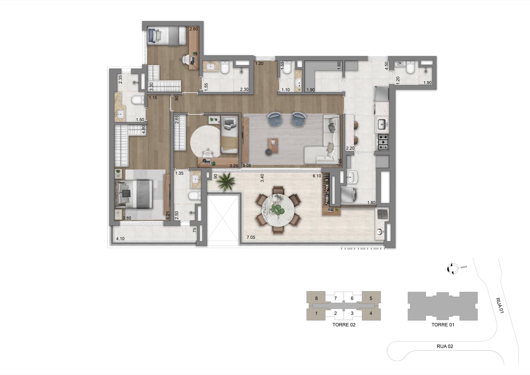 Planta 134m Opção 01 - Torre 02