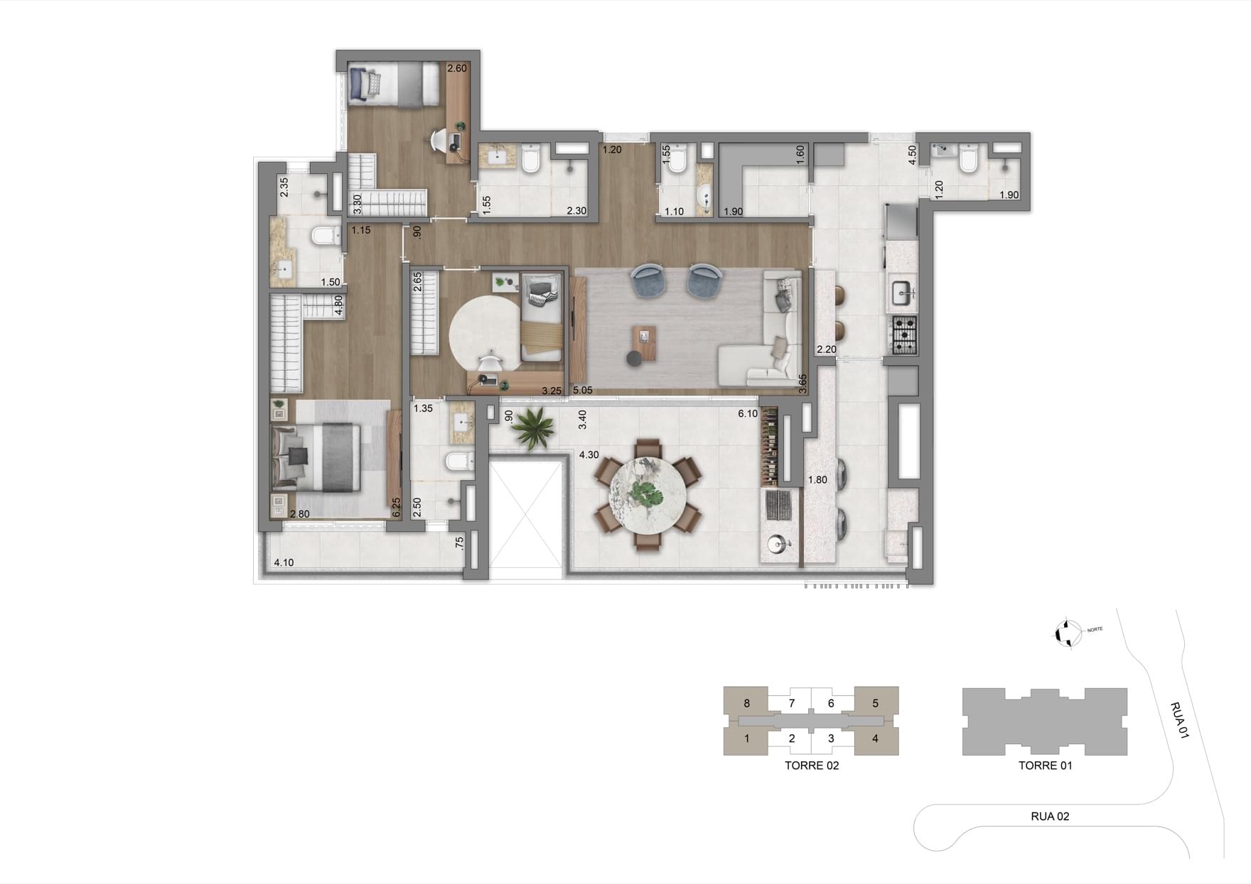 Planta 134m Opção 02 - Torre 02