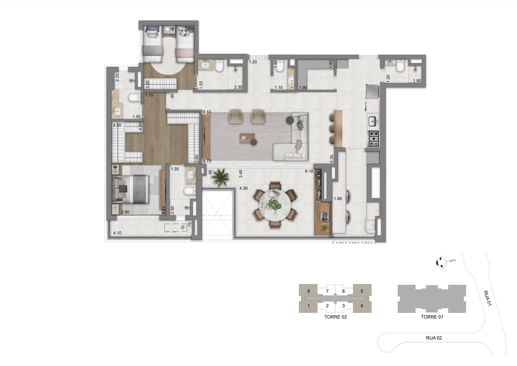 Planta 134m - Opção 03 - Torre 02
