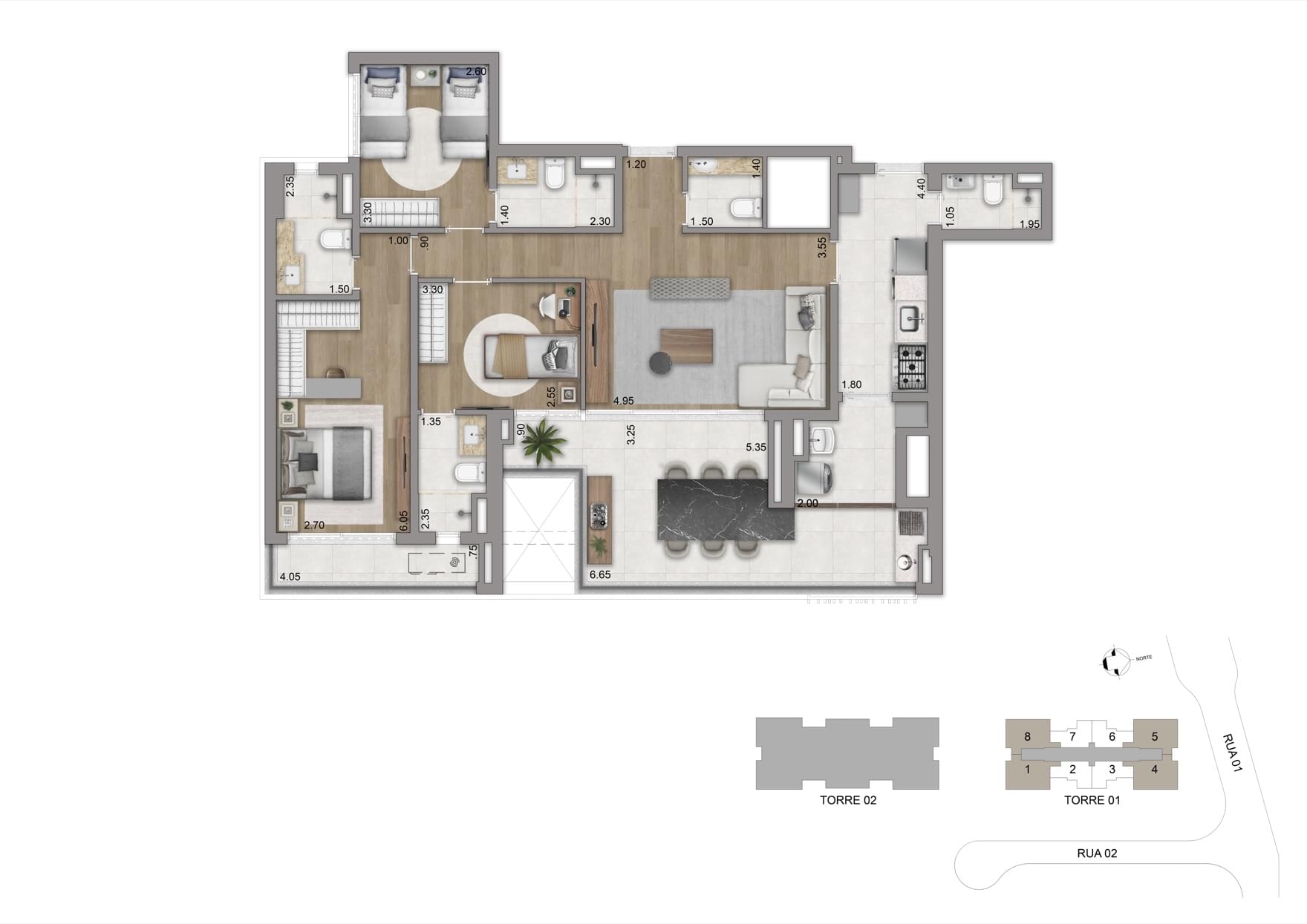 Planta 123m Padrão - Torre 01