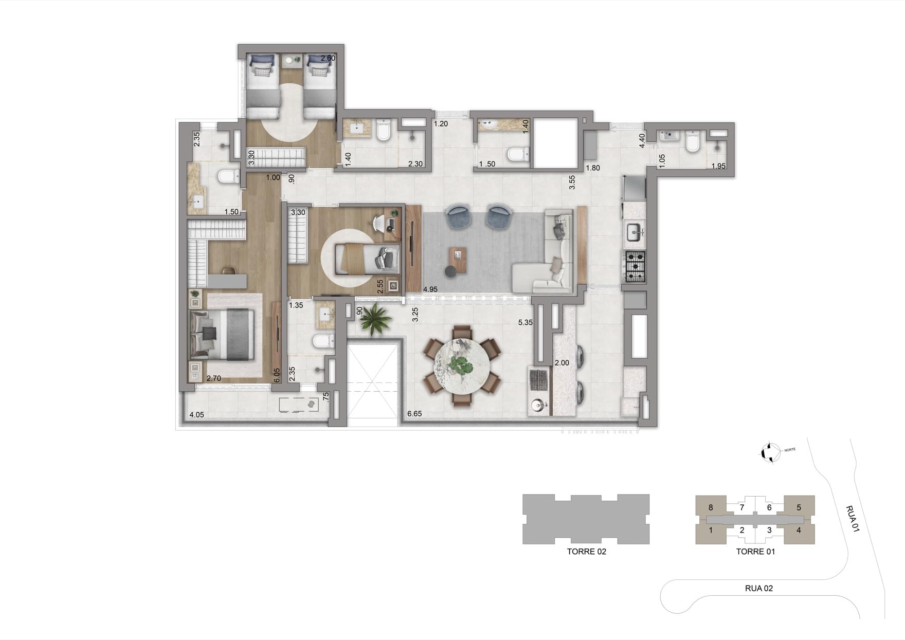Planta 123m Opção 01 - Torre 01
