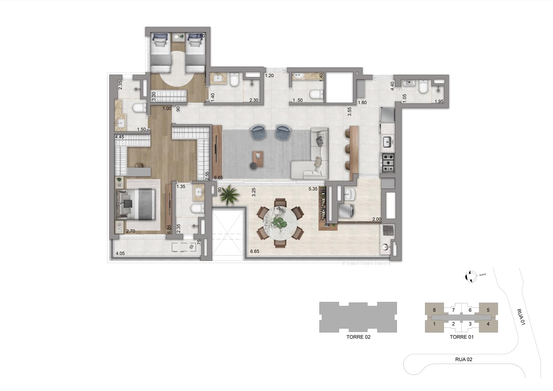 Planta 123m Opção 02 - Torre 01