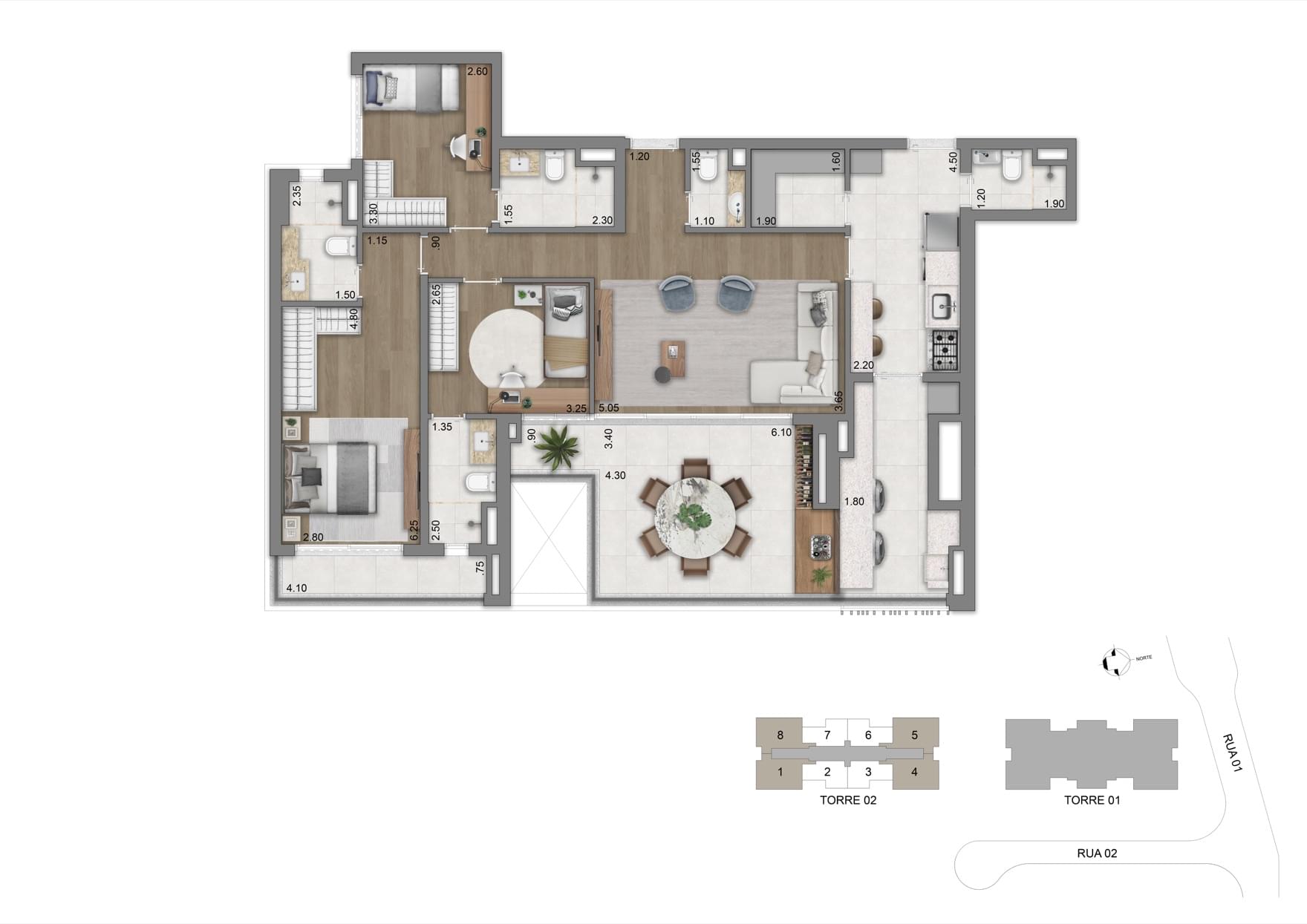 Planta 134m Padrão - Torre 02
